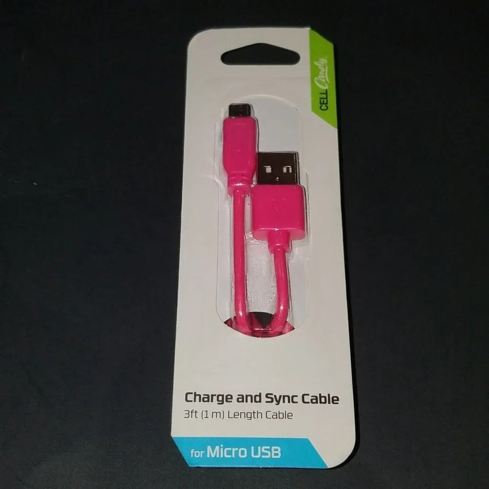 NEW Cell Candy PINK Charge & Sync Cable for Micro USB 3 ft Length